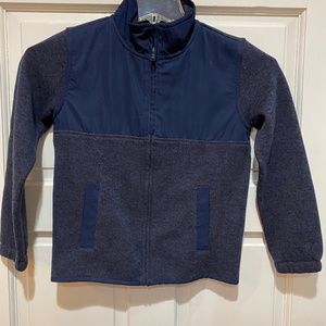 Crewcuts Jacket Fleece Coat Navy Blue Gray Boys Size 8 Medium Full Zip J. Crew